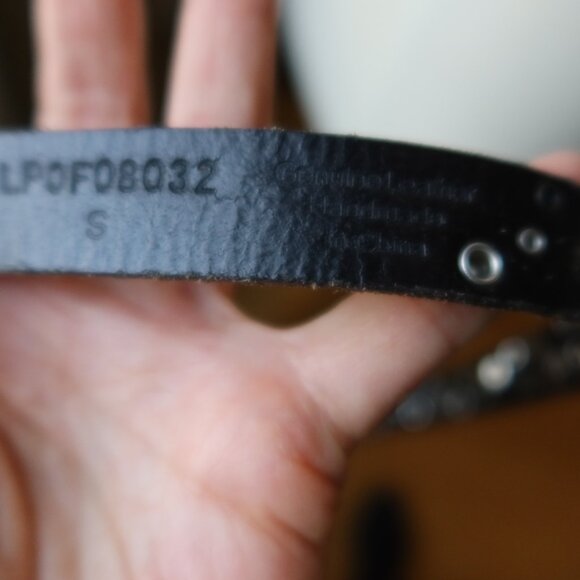Linea Pelle belt black leather and silver buckle, studs, grommets size S Y2K main image 13
